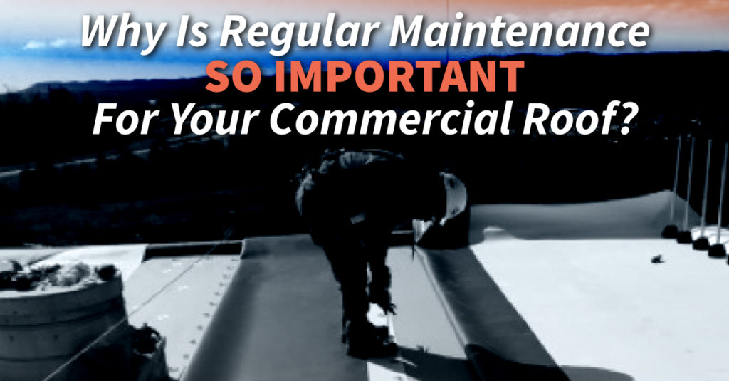 man working on a commercial roof with caption "Why Is Regular Maintenance So Important For Your Commercial Roof?"