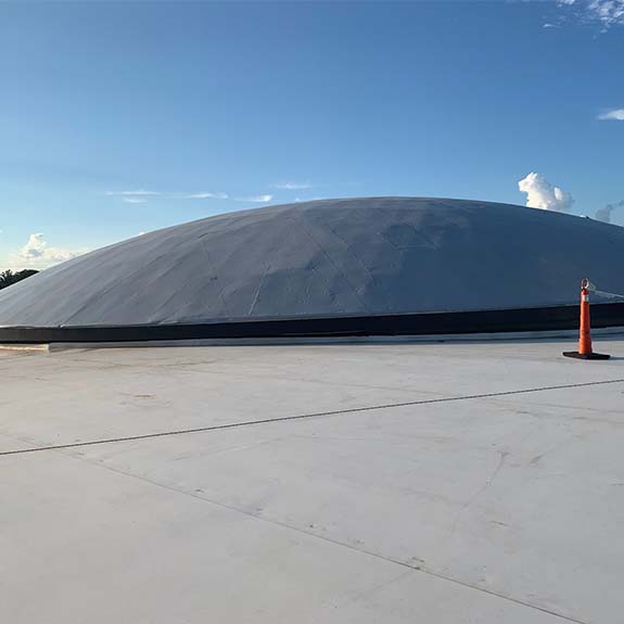 domed commercial roof installed by Rackley Roofing.